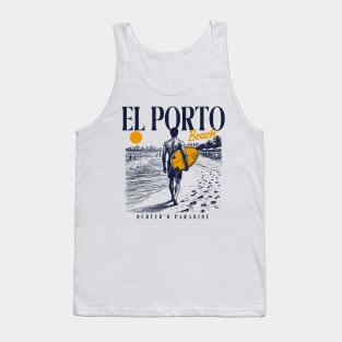 Vintage Surfing El Porto Beach, California // Retro Surfer Sketch // Surfer's Paradise Tank Top